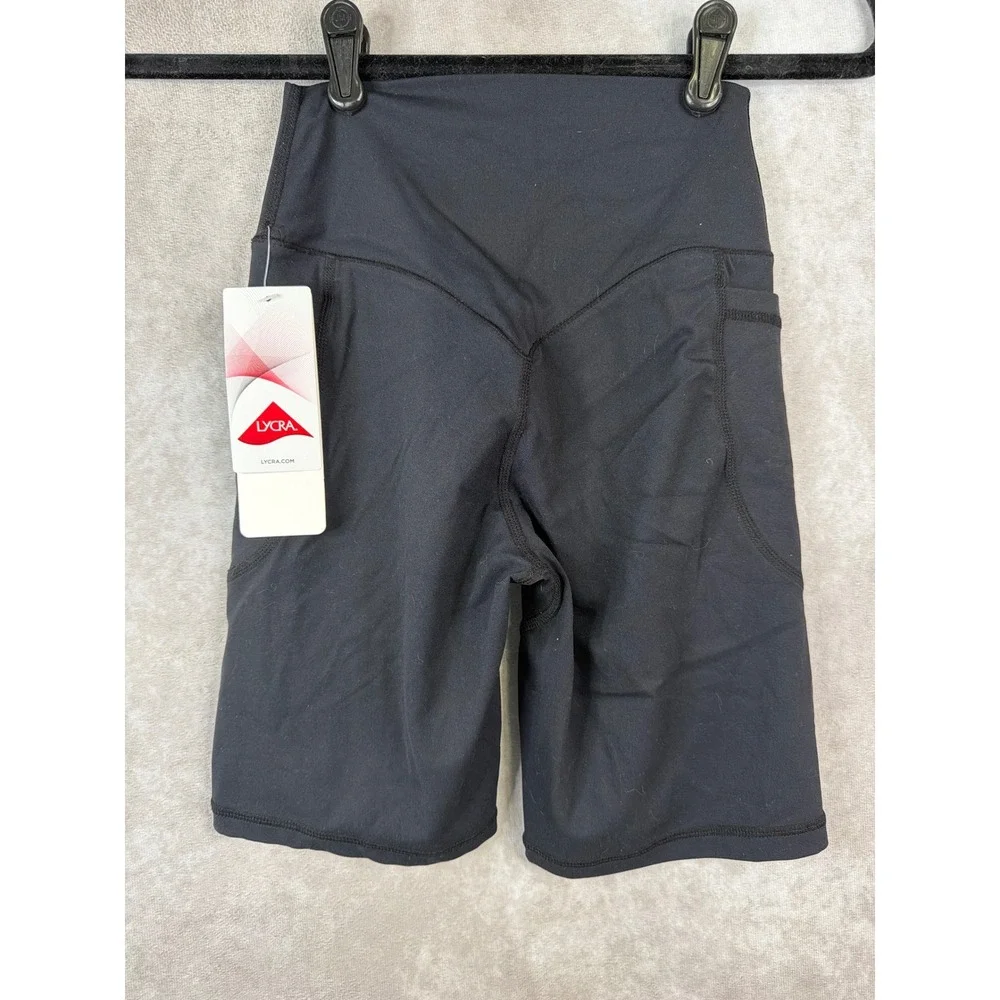 NWT SUNZEL Black High Waisted Biker Shorts w Pockets 7